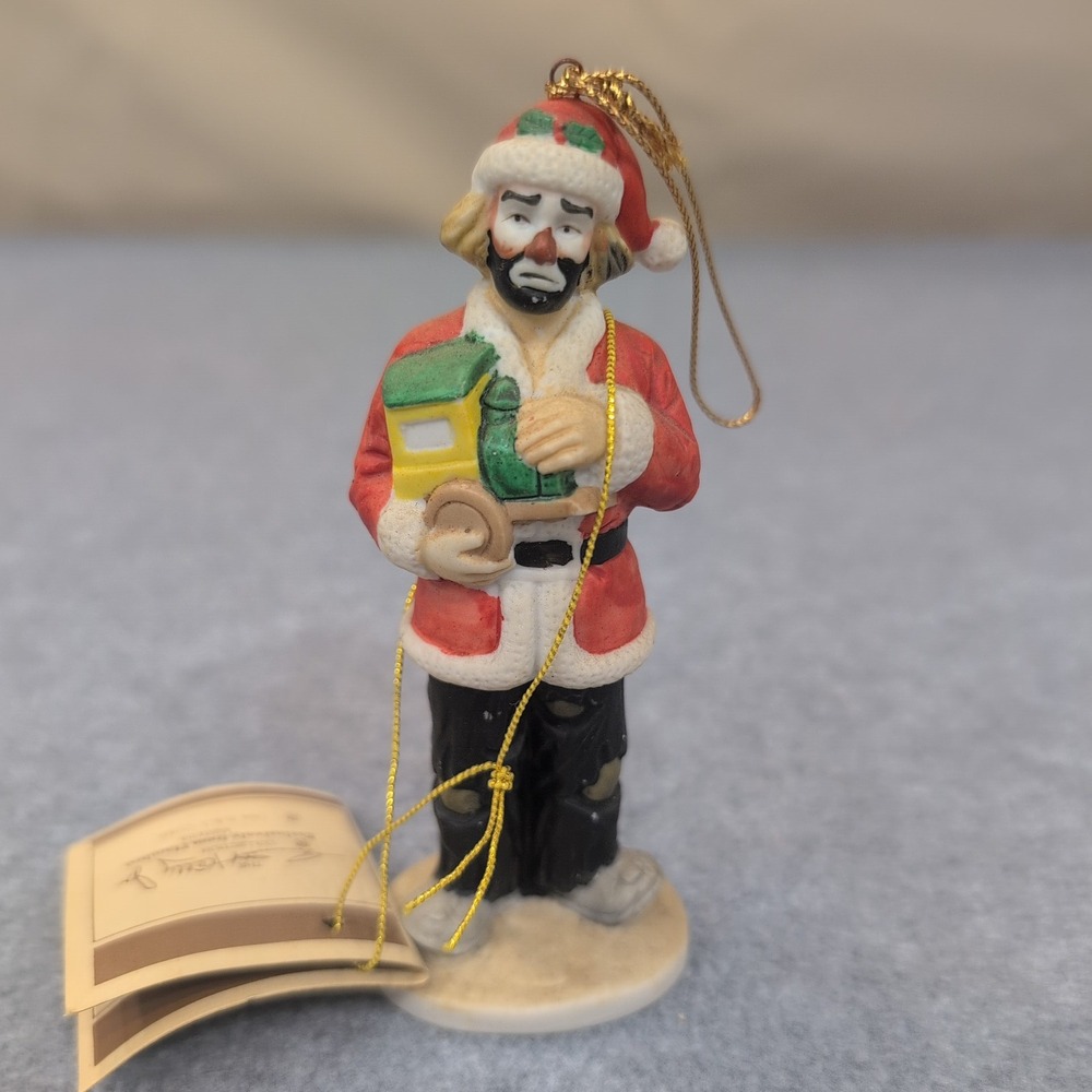 Emmett Kelly Jr Collectibles Sad Clown Christmas Ornament Train 1984 Flambro - Picture 1 of 5